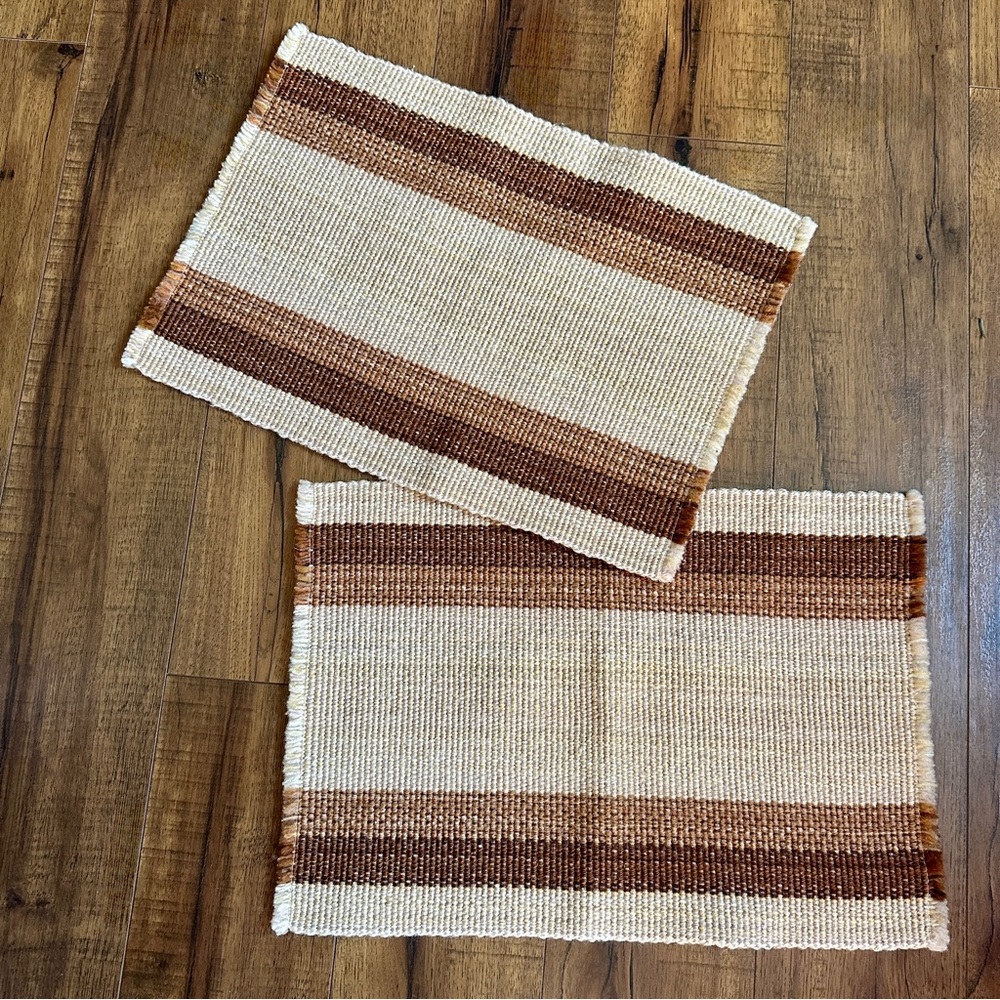 Neutral Home Dining Table Placemat Set 2 Mid Century Kitchen Linens VTG